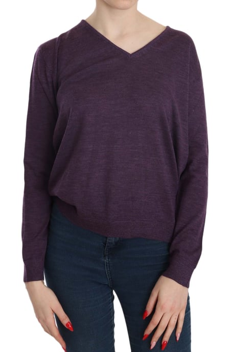 BYBLOS Paarse V-hals Lange Mouw Pullover Top - Image 1