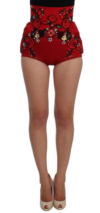 Dolce Gabbana Shorts High Waist Floral Embroidery - Image 1
