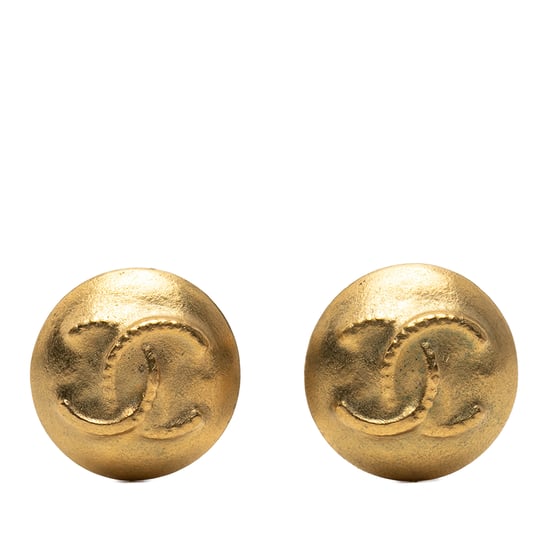 Pre-owned Cc Gold Plated Round Clip On Earrings - Image 1