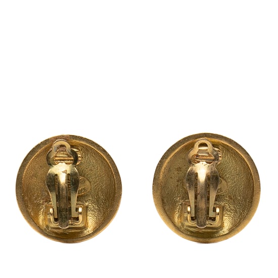 Pre-owned Cc Gold Plated Round Clip On Earrings - Image 2