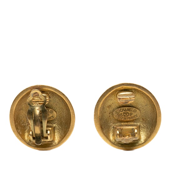 Pre-owned Cc Gold Plated Round Clip On Earrings - Image 3