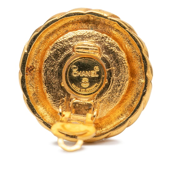 Pre-owned Gold Plated Faux Pearl Round Button Clip On Earrings - Image 3