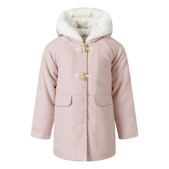 Minoti Gewatteerde jas met bontrand voor meisjes (Roze) - Image 2
