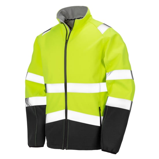 SAFE-GUARD by Result Heren Bedrukbare Veiligheidssoft Shell Jas (Fluorescerend Geel/Zwart) - Image 1