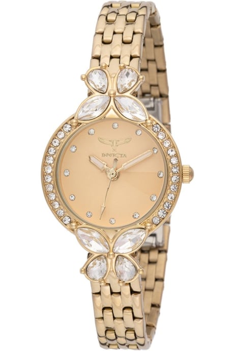 Invicta Wildflower 69094 Damklocka - Kvartsrörelse - Metall med Guld Urskiva - 30 mm - Image 1