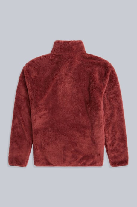 Men's Fleece Teddy Sweater with Pockets Half Zip Warm Cosy Casual Jacket Red - Image 6