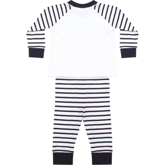 Larkwood Pyjamaset met lange mouwen en gestreepte Raglan voor baby's (Marine / Wit) - Image 2