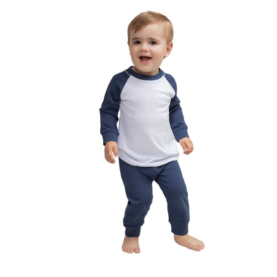 Larkwood Pyjamaset voor kinderen/kinderen met lange mouwen (Marine / Wit) - Image 2