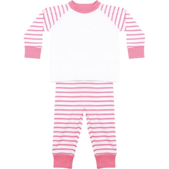 Larkwood Pyjamaset met lange mouwen en gestreepte Raglan voor baby's (Roze/Wit) - Image 1