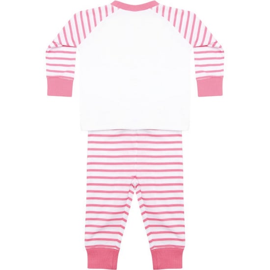 Larkwood Pyjamaset met lange mouwen en gestreepte Raglan voor baby's (Roze/Wit) - Image 2