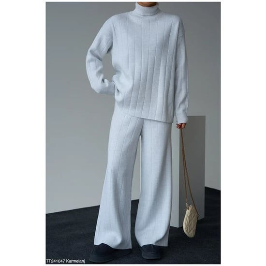 Oversized coltrui en uitlopende gebreide set - Image 2