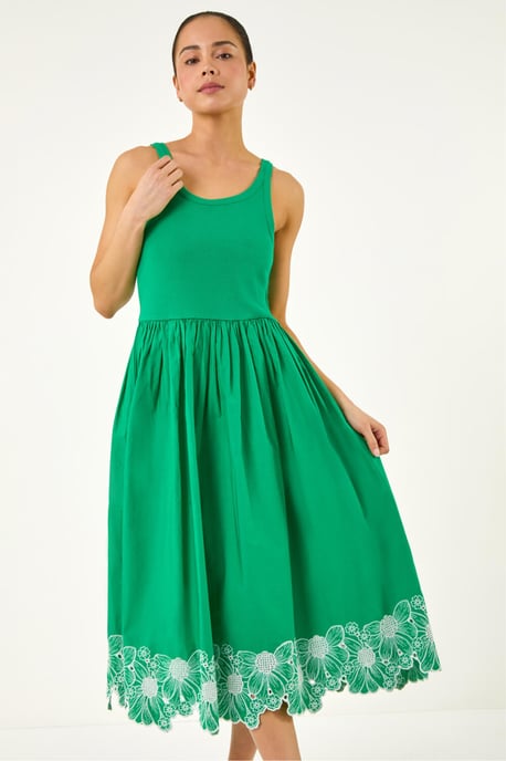 Petite Cotton Embroidered Midi Dress - Image 3
