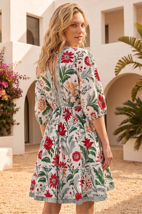 Floral Tiered Boho Dress - Image 3