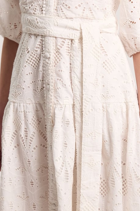 Scalloped Hem Broderie Midi Shirt Dress - Image 5