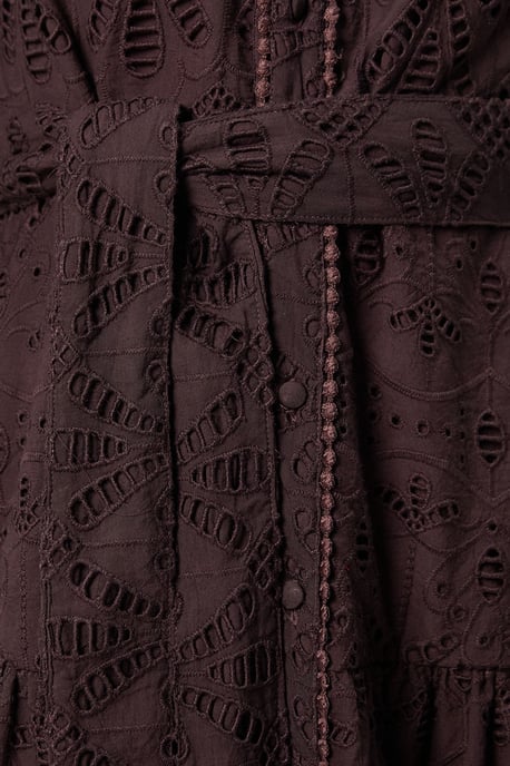 Scalloped Hem Broderie Midi Shirt Dress - Image 5