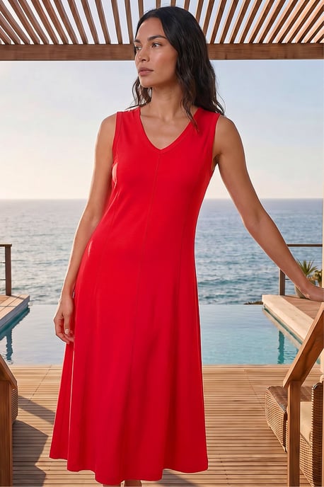 Sleeveless V-Neck Midi Dress - Image 2