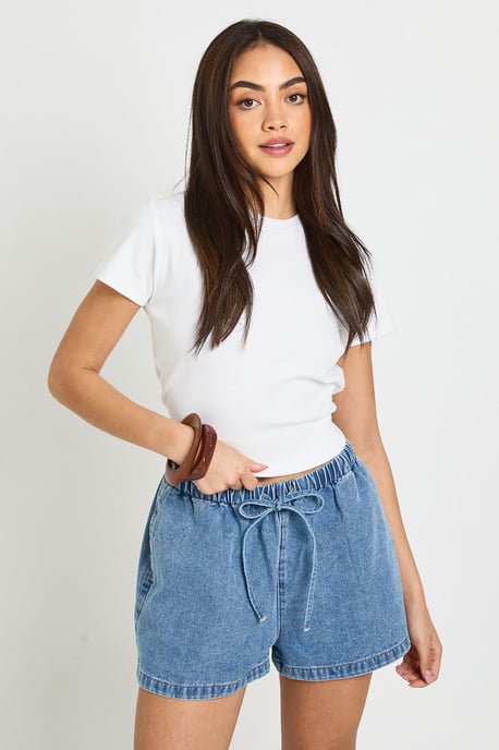 Elasticated Waist Denim Shorts - Image 1