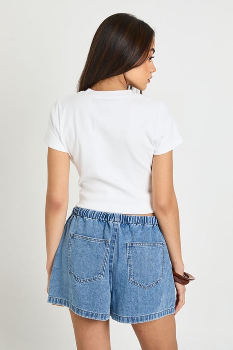 Elasticated Waist Denim Shorts - Image 2