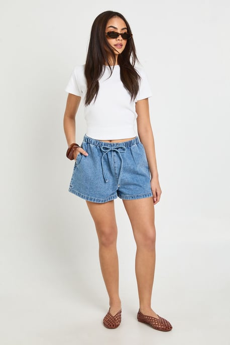 Elasticated Waist Denim Shorts - Image 3