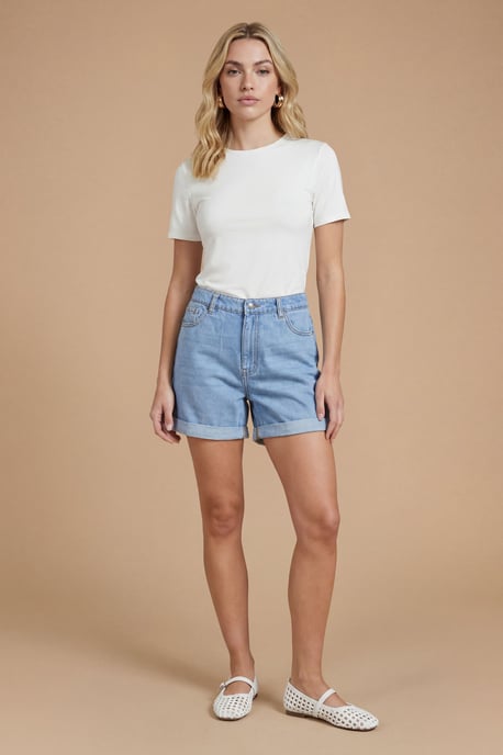 Turn Up Denim Boyfriend Shorts - Image 2