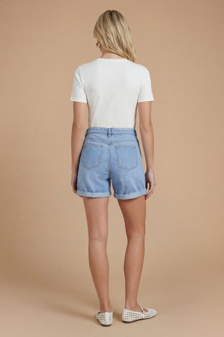 Turn Up Denim Boyfriend Shorts - Image 3