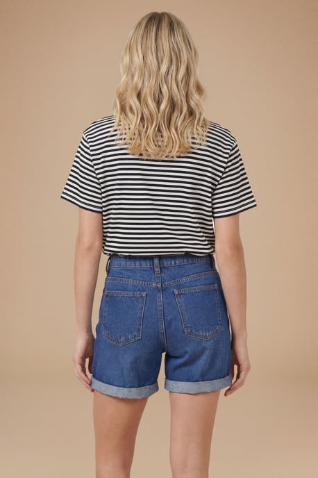 Turn Up Denim Boyfriend Shorts - Image 3