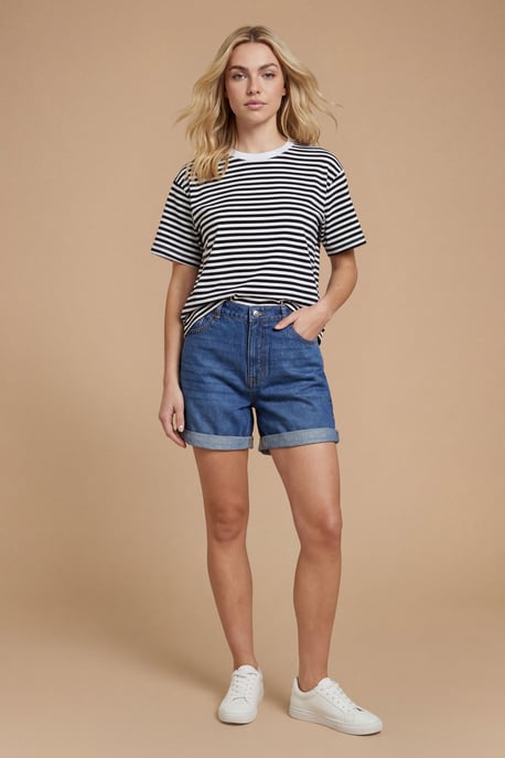 Turn Up Denim Boyfriend Shorts - Image 4