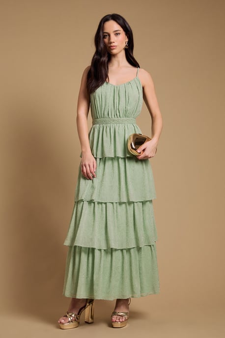 Strappy Tiered Frill Midaxi Dress - Image 1