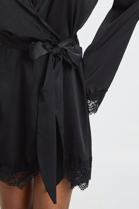Bridal Lace Detail Satin Mini Robe - Image 4