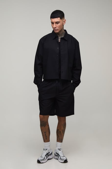 Tall Cropped Boxy Oversized Shirt & Baggy Short Set - Image 4