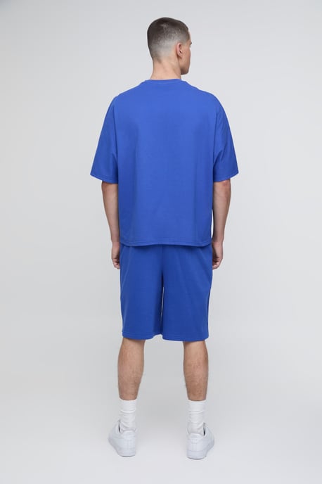 Oversized Panelled Man Embroidered T-Shirt and Short Set - Image 3