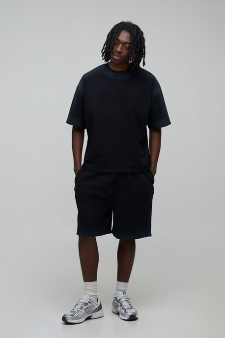 Oversized Shrunken Spray Seam Wash T-Shirt & Shorts Set - Image 4