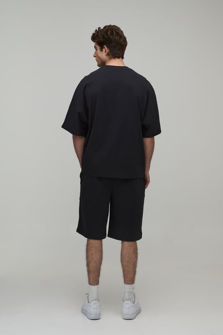 Oversized Panelled Man Embroidered T-Shirt and Short Set - Image 2