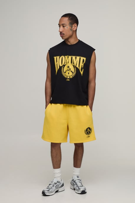 Homme Printed Oversized Boxy Drop Armhole Tank & Baggy Short Set - Image 4
