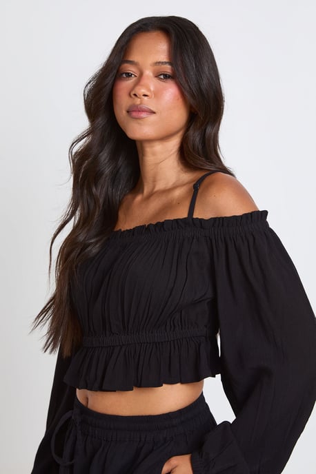 Textured Beach Bardot Top - Image 4