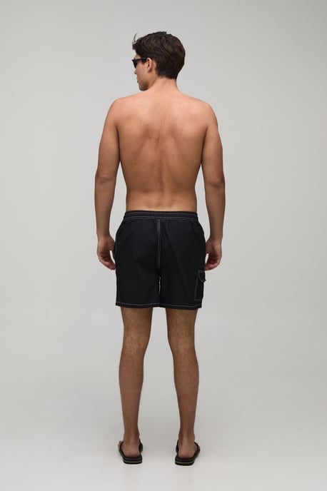 Constrast Stitch Cargo Pocket Mid Length Swim Short - Image 2