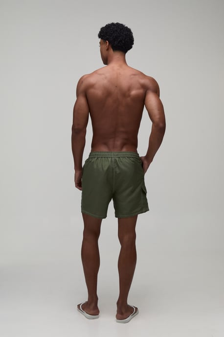 Constrast Stitch Cargo Pocket Mid Length Swim Short - Image 2