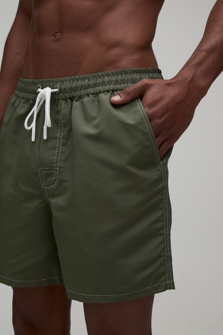 Constrast Stitch Cargo Pocket Mid Length Swim Short - Image 3