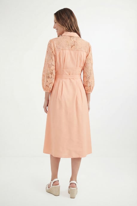 Petite Cotton Lace Belted Shirt Dress - Image 3
