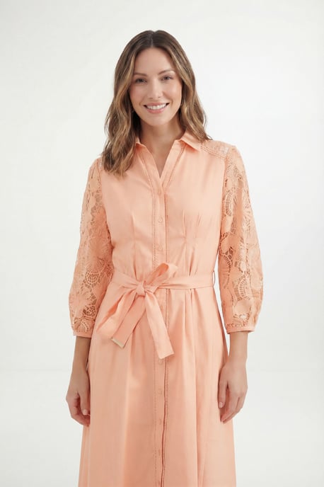 Petite Cotton Lace Belted Shirt Dress - Image 4