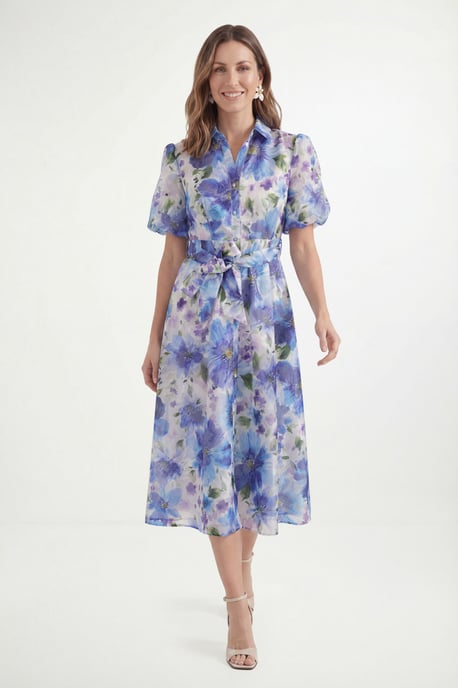 Petite Floral Burn Out Shirt Dress - Image 1