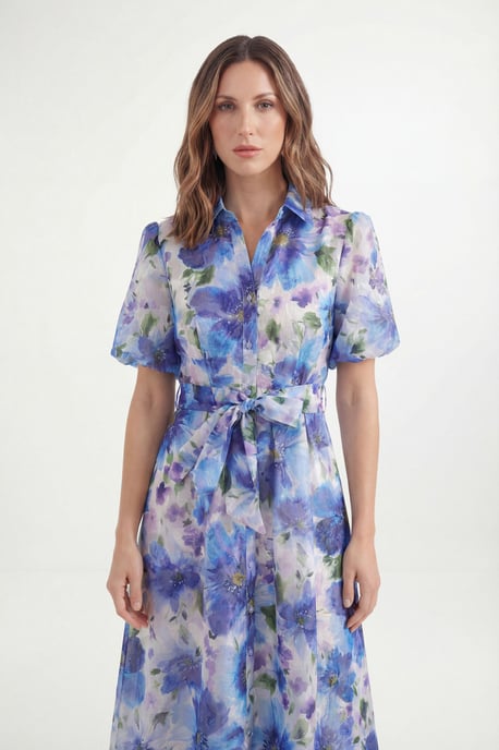Petite Floral Burn Out Shirt Dress - Image 4