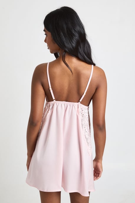 Satin Floral Lace Detail Nightie - Image 2
