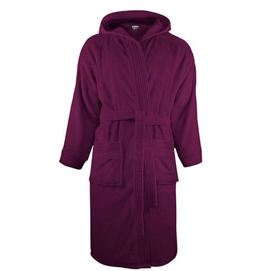 The One Towelling Unisex Adult Hooded Dressing Gown (Plum) - Image 1