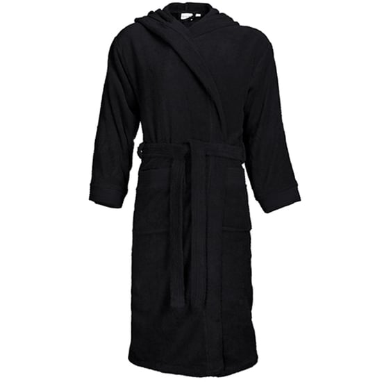 The One Towelling Unisex Adult Hooded Dressing Gown (Black) - Image 1
