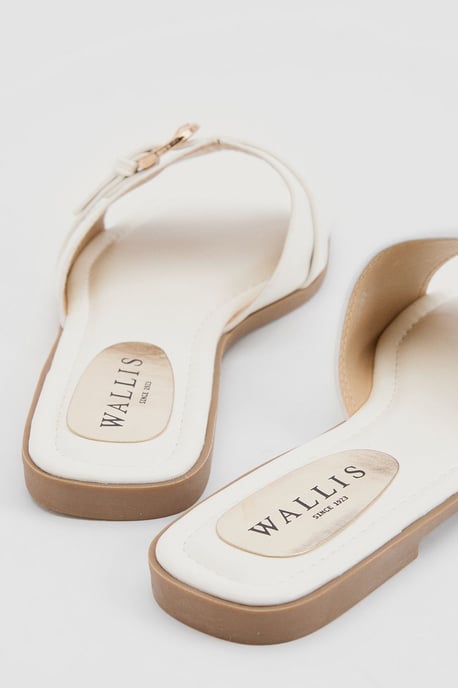 Lacie Faux Leather Buckle Detail Flat Sliders - Image 2