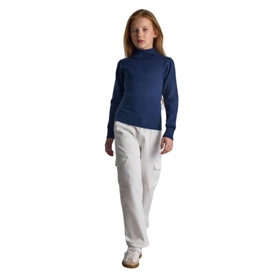 Minoti Meisjes geribbelde zachte trui met schildpadhals (Blauw) - Image 4