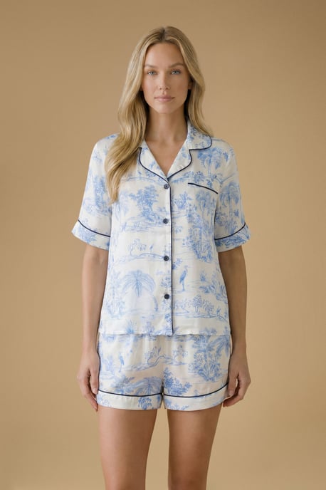 Satin Toile Printed Short Nightwear Set - Image 4