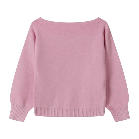 Minoti Gebreide meisjes trui met boothals (Roze) - Image 1