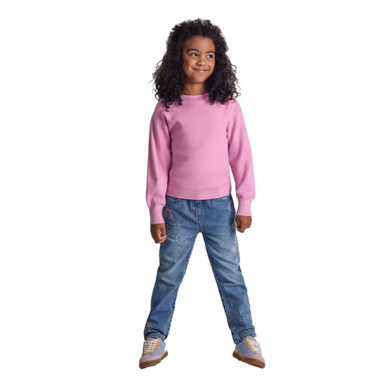 Minoti Gebreide meisjes trui met boothals (Roze) - Image 4